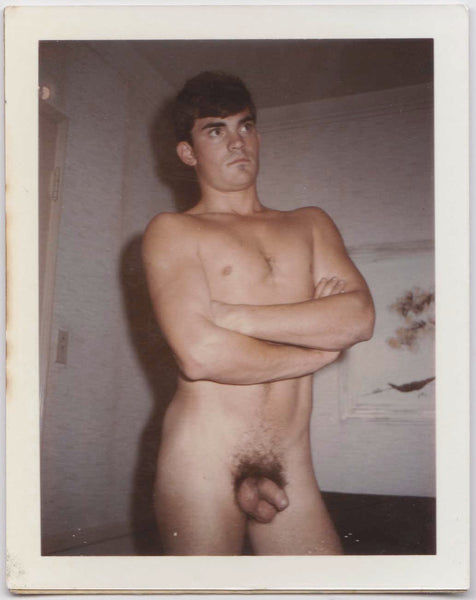 Male Nude with Arms Crossed vintage gay Polaroid, gloss finish