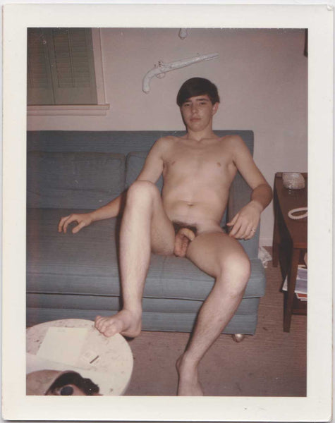Male Nude with Pistol vintage gay Polaroid
