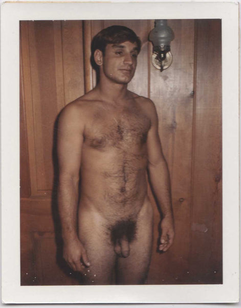 Hairy Nude with Faraway Expression vintage gay color Polaroid 1960s