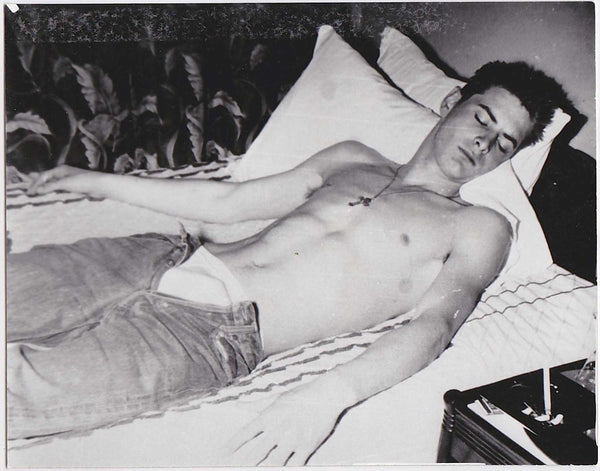 Handsome Guy Lying in Bed vintage gay photo