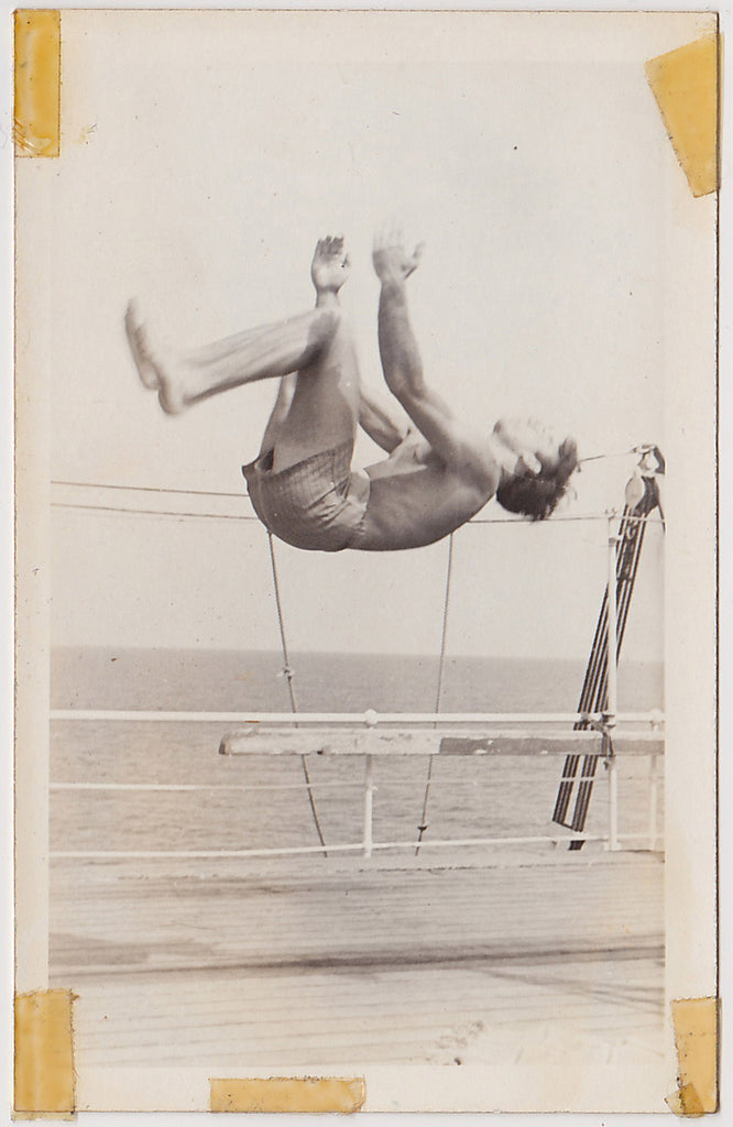 Sexy sailor captured mid-flip vintage snapshot gay interest