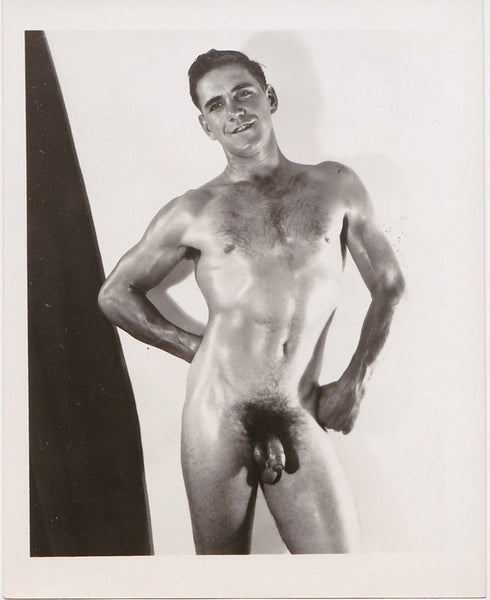 Male Nude with Angular Backdrop vintage gay physique photo 1960s