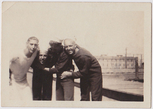 4 sailors at Mare Island Barracks, vintage photo