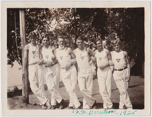 Men in Rows: YMCA Linked Arms vintage photo 1925