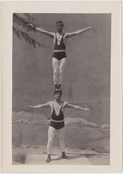 Vintage Photo: Two Acrobats Practicing