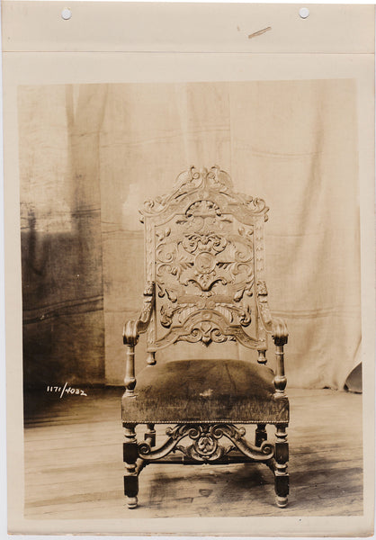 vintage sepia photo Altman Collection: Carved Armchair with Peacocks