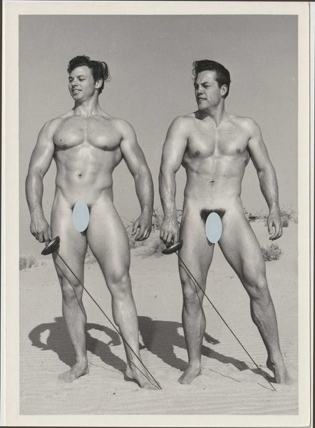Vintage gay photo Two Bodybuilders with Sabres, Bruce of LA