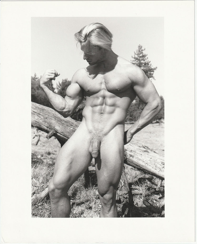 Male Nude Flexing Biceps: Paul Burkhart vintage physique photo