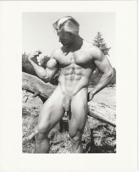 Male Nude Flexing Biceps: Paul Burkhart vintage physique photo