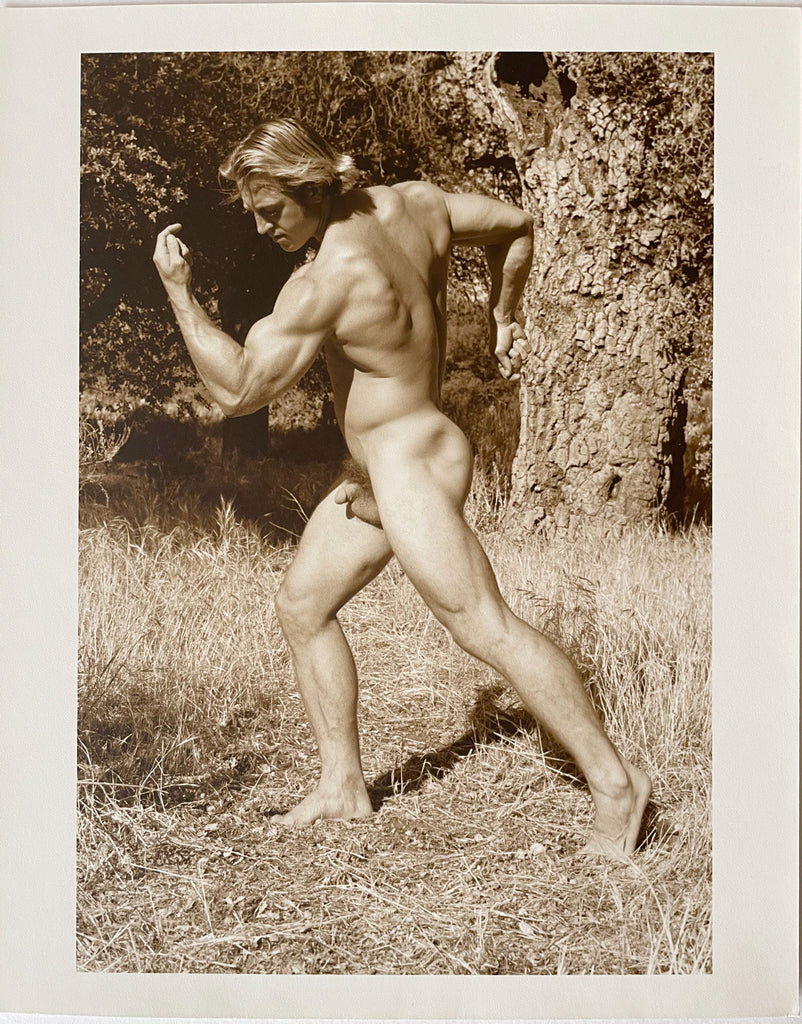 Nude Flexing Biceps: Paul Burkhart vintage gay physique photo.