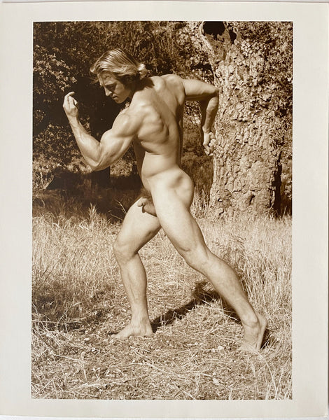 Nude Flexing Biceps: Paul Burkhart vintage gay physique photo.