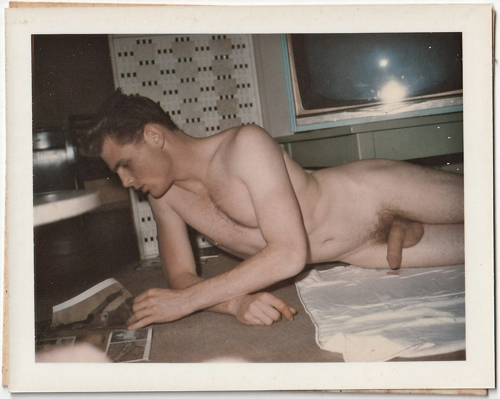 Male Nude Lying on Carpet vintage gay Polaroid c. 1960s