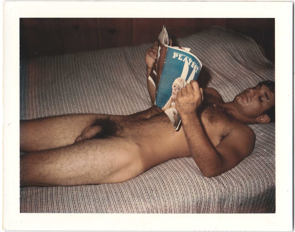 Male Nude with Playboy Magazine vintage Polaroidd 1966