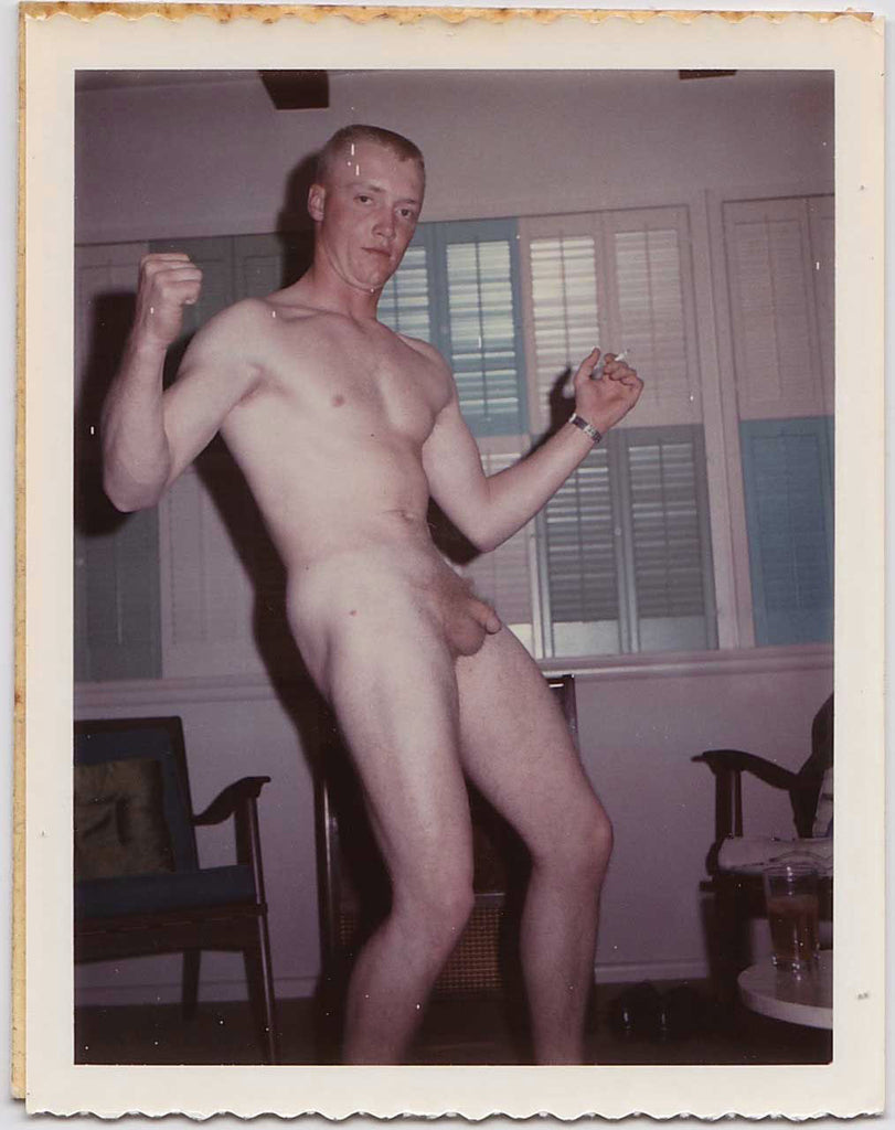 Vintage gay color Polaroid Male Nude Flexing