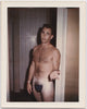 Man in Posing Strap Gesturing vintage gay photo Polaroid