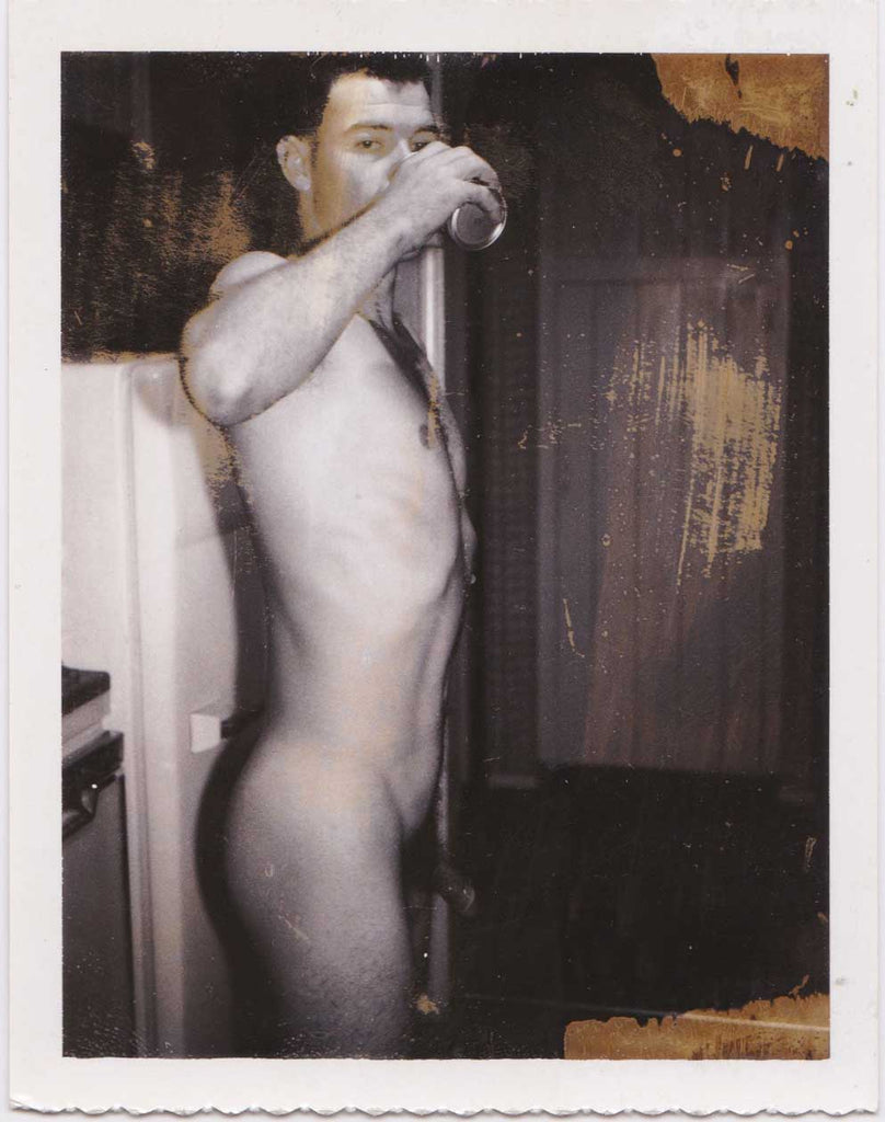 Male Nude Drinking Beer vintage gay Polaroid c. 1965.