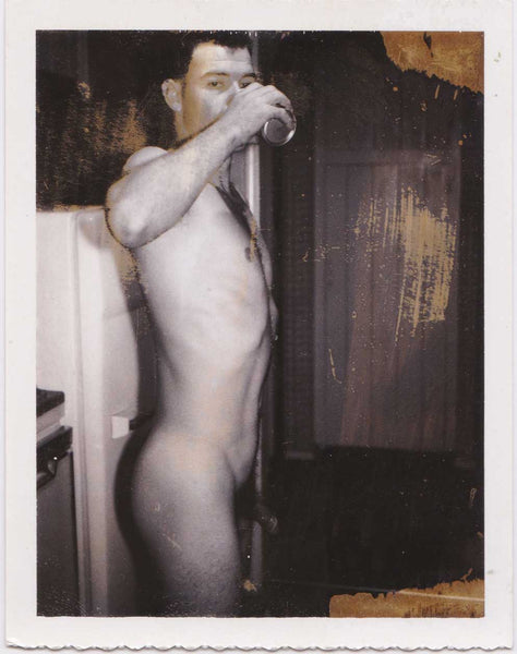 Male Nude Drinking Beer vintage gay Polaroid c. 1965.