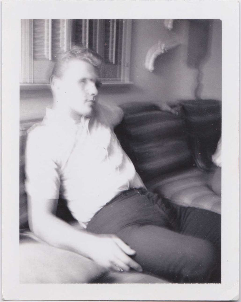 Handsome Blond Man on Sofa Vintage Gay Polaroid