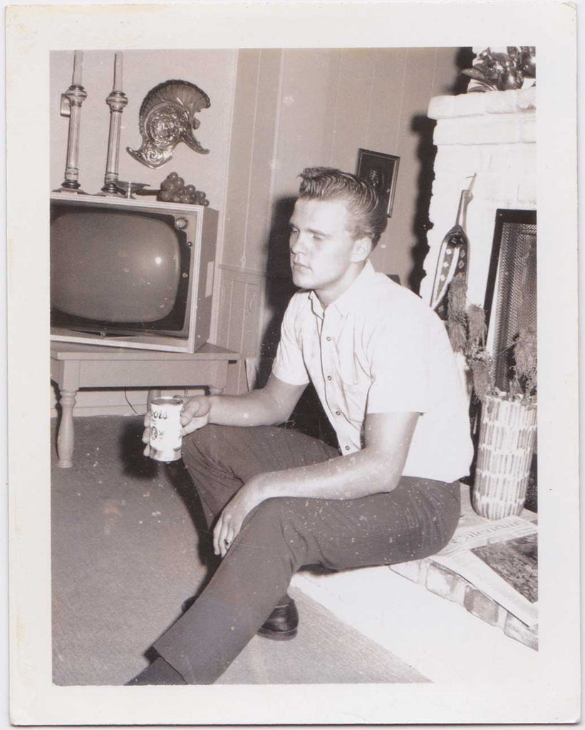 Handsome Man Drinking Beer: Vintage Gay Polaroid