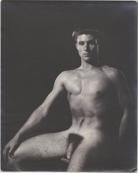 Handsome young athlete male nude vintage gay photo.