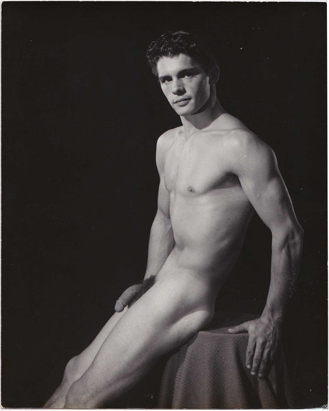 Original photo of a handsome dark-haired male model identified on the verso as "Charlie."