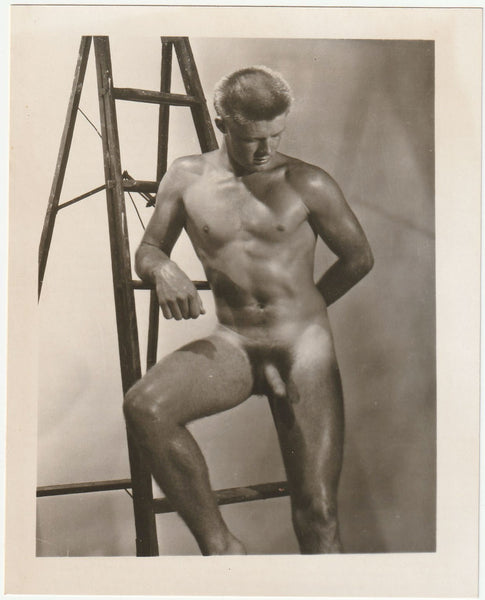 Male Nude with Ladder vintage physique photo