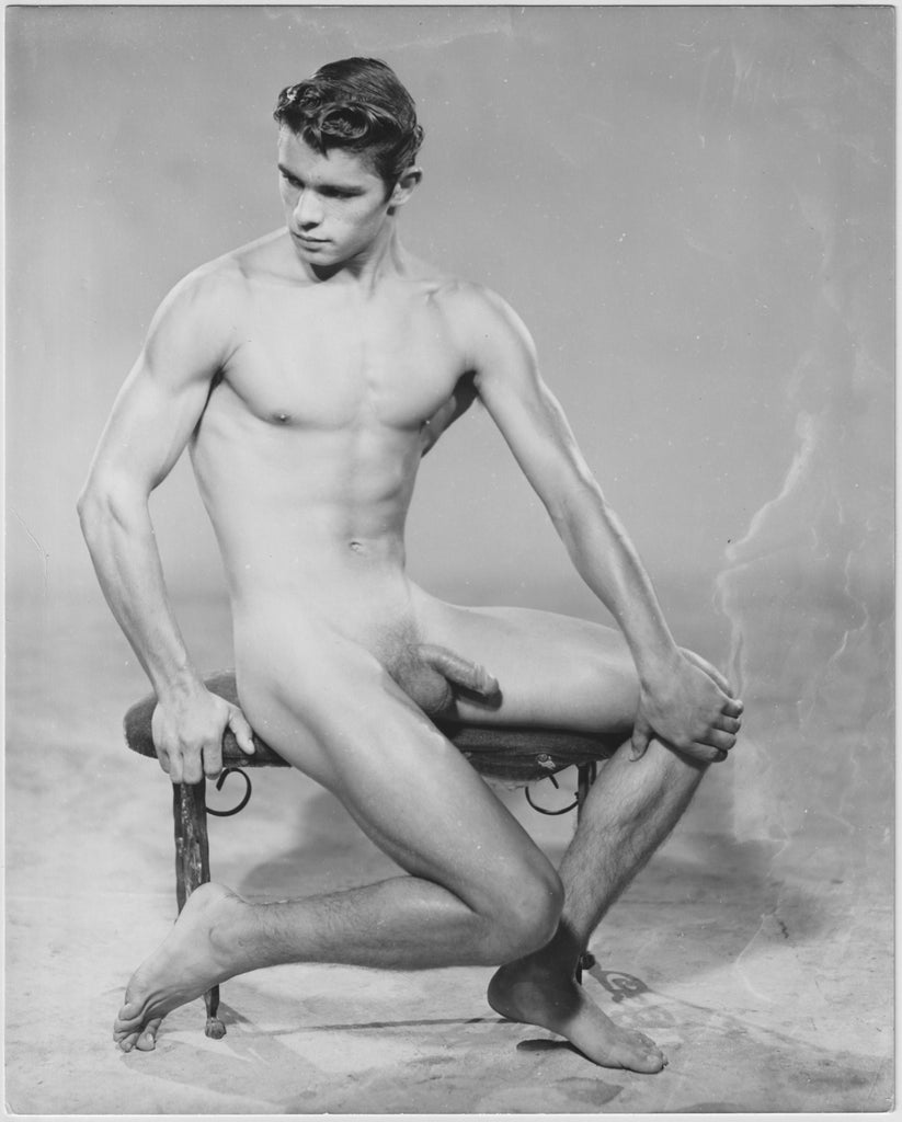 Seated Male Nude Charlie/Cherokee vintage physique photo