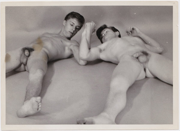 Two Male Nudes Lying on Floor vintage gay photo