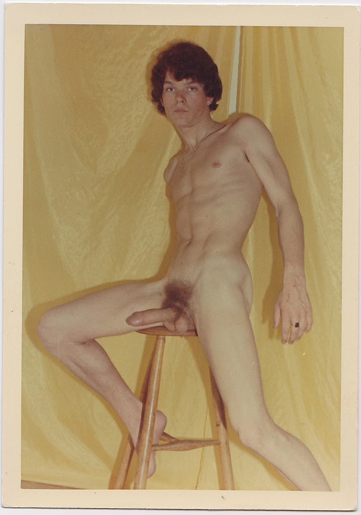 Male Nude with Gold Curtain vintage gay color photo 1970s