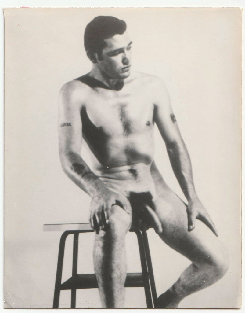 Male Nude Sitting on Stool vintage gay photo