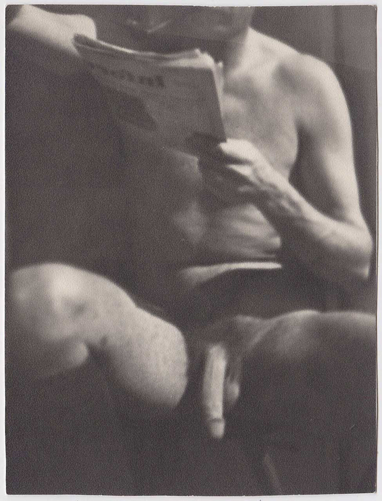 Male Nude Reading Newspaper vintage gay photo