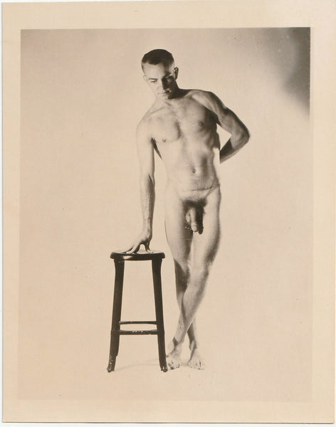 Male Nude in Elegant Pose vintage physique photo