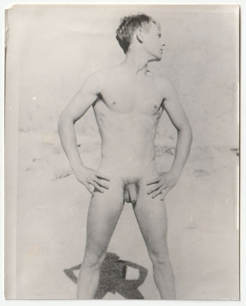 Male Nude with Hands on Hips vintage gay physique photo.