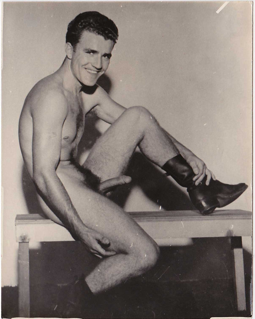 Seated Male Nude with Leather Boots