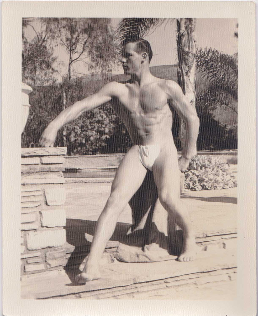 Seated Male Nude Posing Strap