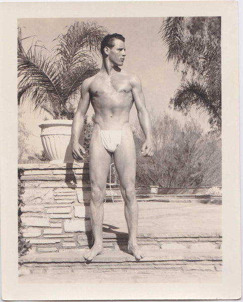 vintage physique photo Standing Male Nude Posing Strap