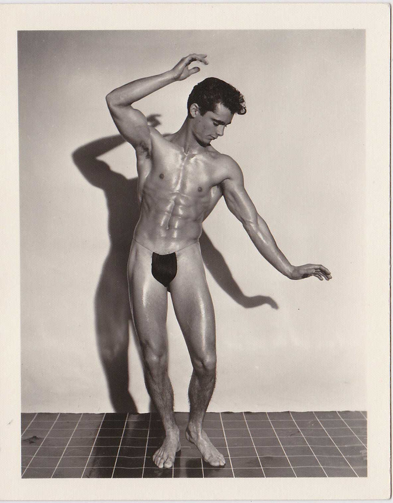 Male Nude with Shadow vintage gay physique photo