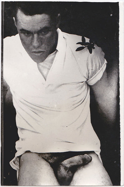 Pantless Man with Furtive Expression vintage gay photo