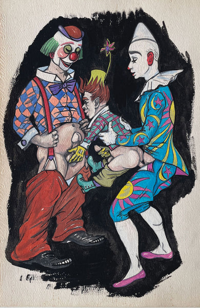 Fine original gouache drawing on heavyweight "Papeteries F. Barjon" paper attributed to Fernand Niedergang (1920-1981, died in Paris).