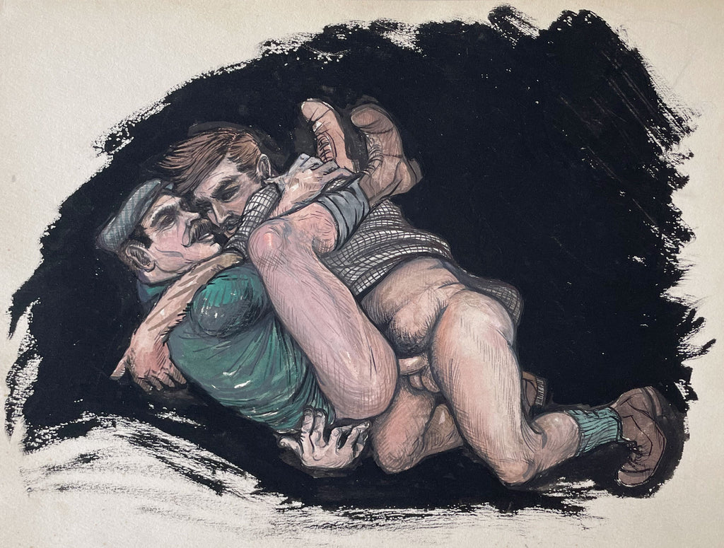 Fine original gouache drawing on heavyweight "Papeteries F. Barjon" paper attributed to Fernand Niedergang (1920-1981).