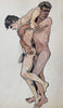 Fine original gouache drawing on heavyweight "Papeteries F. Barjon" paper attributed to Fernand Niedergang (1920-1981, died in Paris). 