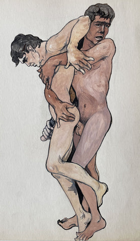 Fine original gouache drawing on heavyweight "Papeteries F. Barjon" paper attributed to Fernand Niedergang (1920-1981, died in Paris). 