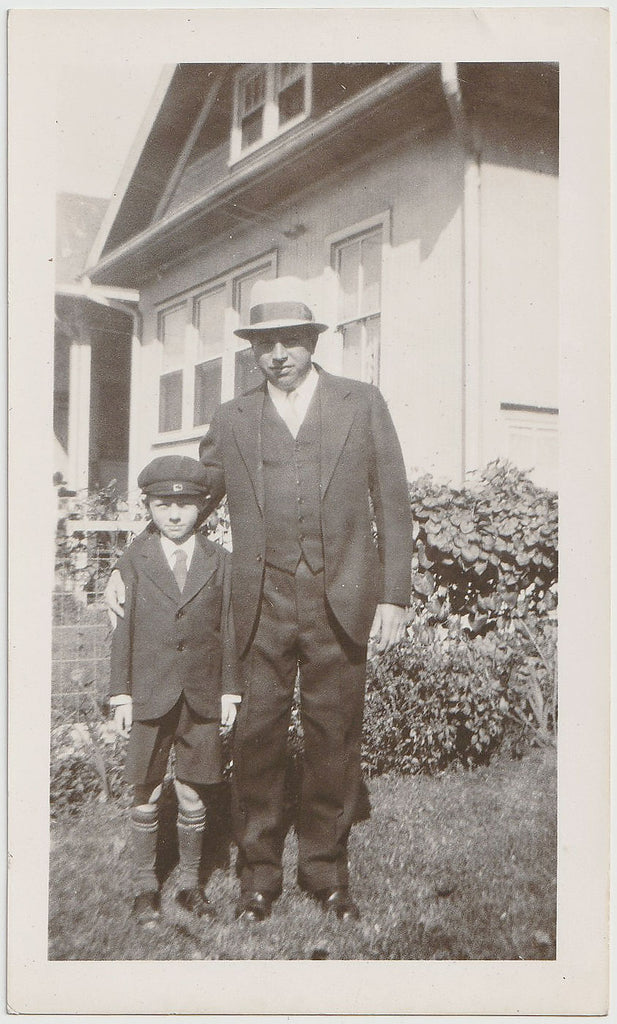 Father and Son in Back Yard