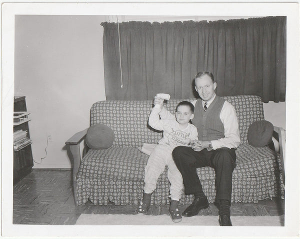 Father and Son with Little Slugger Jersey