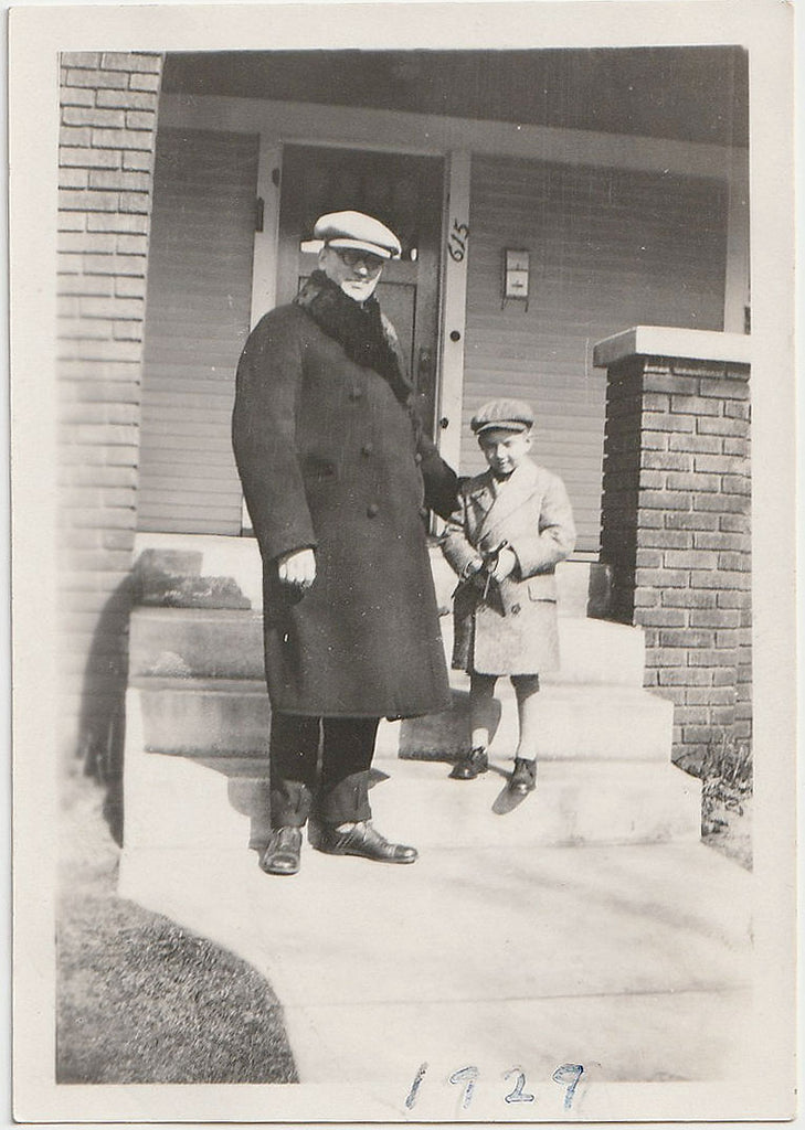 Father and Son on Front Steps