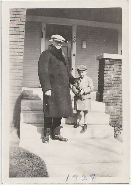 Father and Son on Front Steps