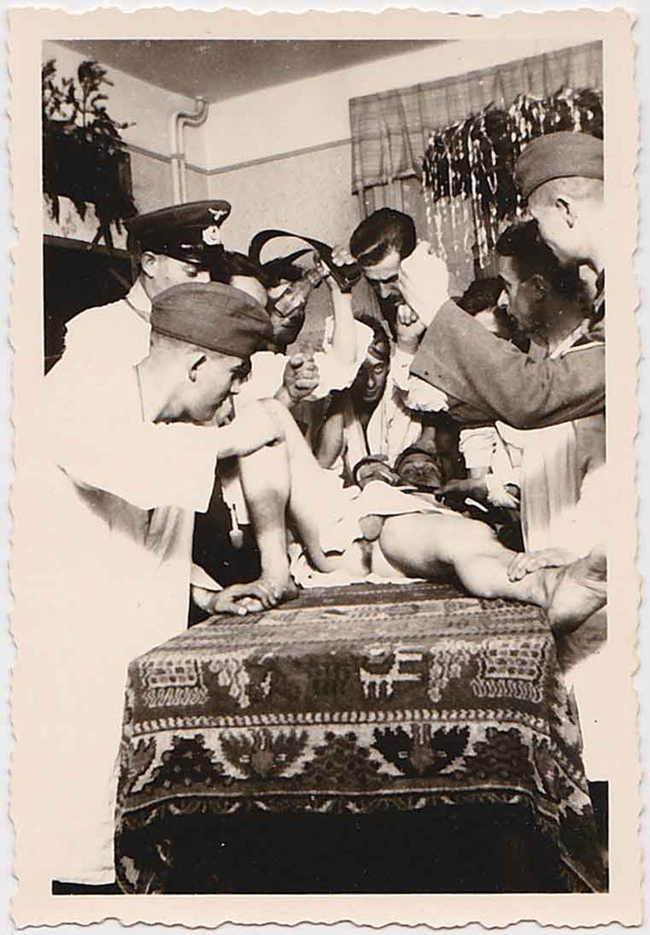 Naked Man Undergoing Strange Procedure vintage gay snapshot