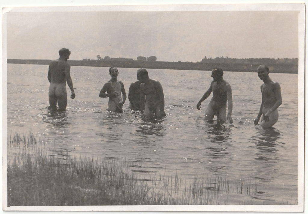 Vintage gay photo Six Naked Men in River