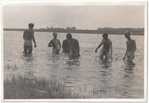 Vintage gay photo Six Naked Men in River