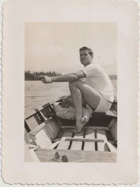 Handsome Guy in Sailboat vintage gay snapshot
